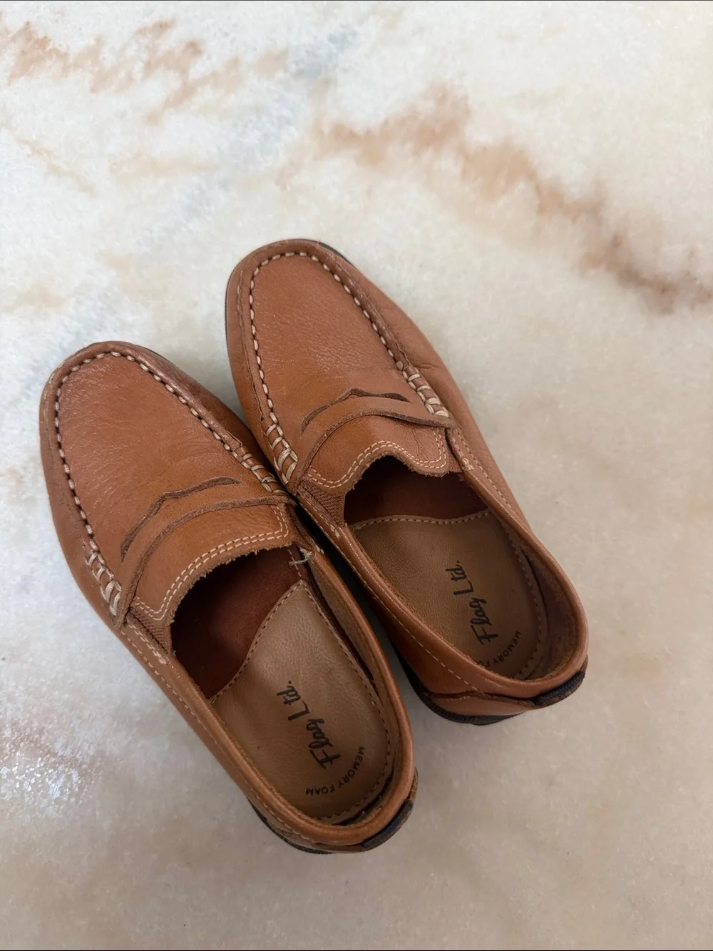 Kids Brown Leather Slip-On Loafers